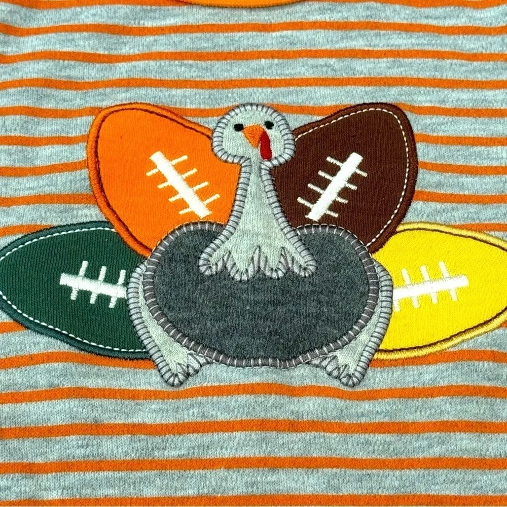 Boys 9M Appliqué Thanksgiving Football Footed Coverall